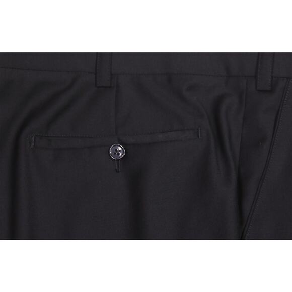 Custom Made Solid Black Super 220's Wool & Cashmere Dress Pants 42x30 - Picture 3 of 7